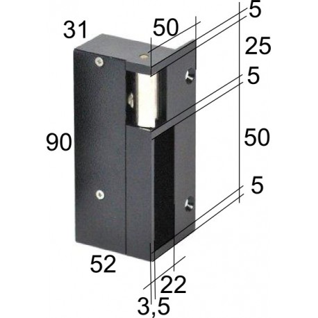 Gâche 1 temps Métalux verticale droite