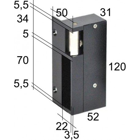 Gâche 1 temps Métalux verticale gauche