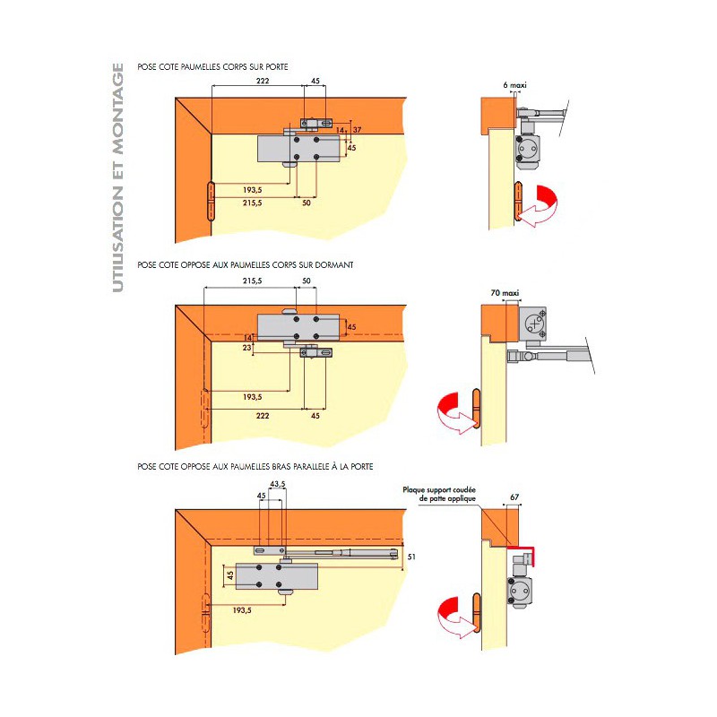 Ferme Porte Standard GROOM GR200 Argent 2 4