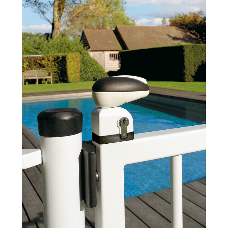 Serrure blanche de portillon de piscine twist40 blanc