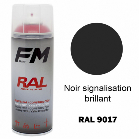 Bombe de peinture RAL 9017 Noir brillant - 400ml