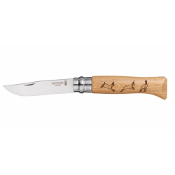 Opinel inox n°8 chêne décors chamois