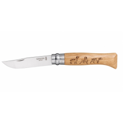 Opinel inox N°8 chêne décors chien