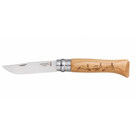 OPINEL INOX N°8 CHENE DECORS LIEVRE