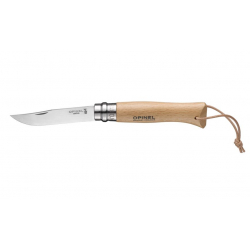 OPINEL INOX N°8 HETRE + lien cuir