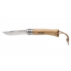 OPINEL INOX N°7 HETRE + lien cuir