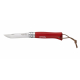 OPINEL INOX N°8 ROUGE + LIEN CUIR