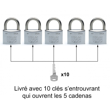 Cadenas Clé 304 Inox,50mm Exterieur Gros Antivol Etanche Cadenas mit 4  Clef,Securite Solide Resistant