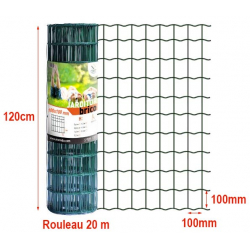 Grillage Jarditor vert maille 100x100mm hauteur 120cm rouleau 20m