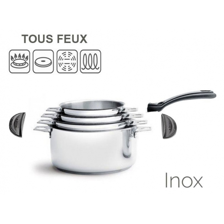 Batterie de casserole faitout TWISTY avec poignée et anses amovibles