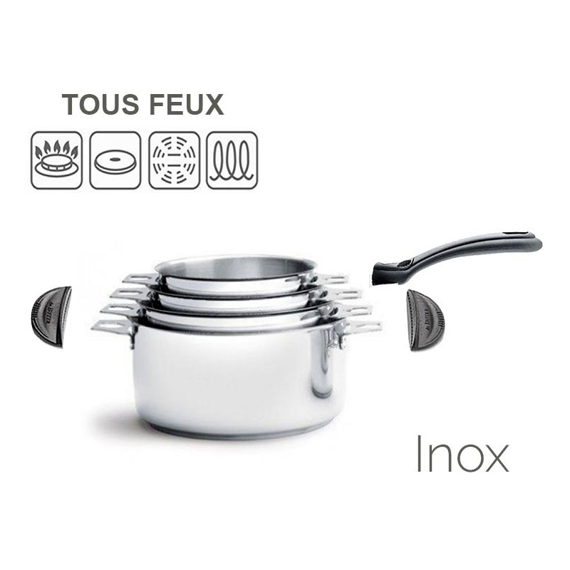 Batterie de casserole faitout TWISTY avec poignée et anses amovibles