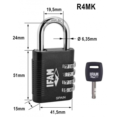 Cadenas à code et clé R4MK