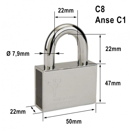 Cadenas Série C n°8 pop clé PVC Mul-t-lock
