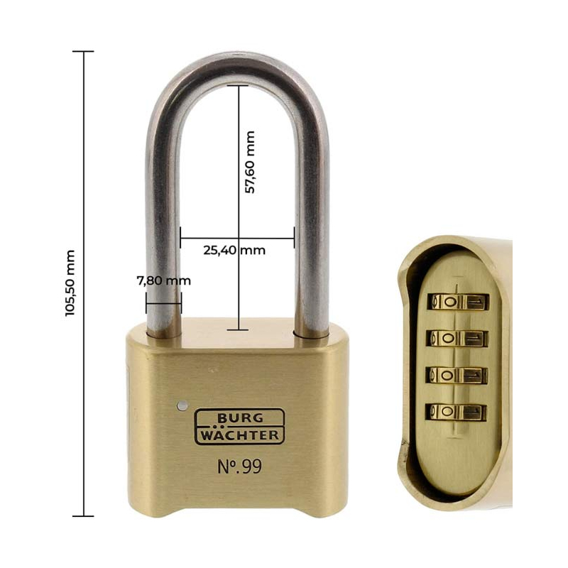 Cadenas à code et Bluetooth ProSeries Anse longue Ø 9 mm largeur du coffre  62 mm