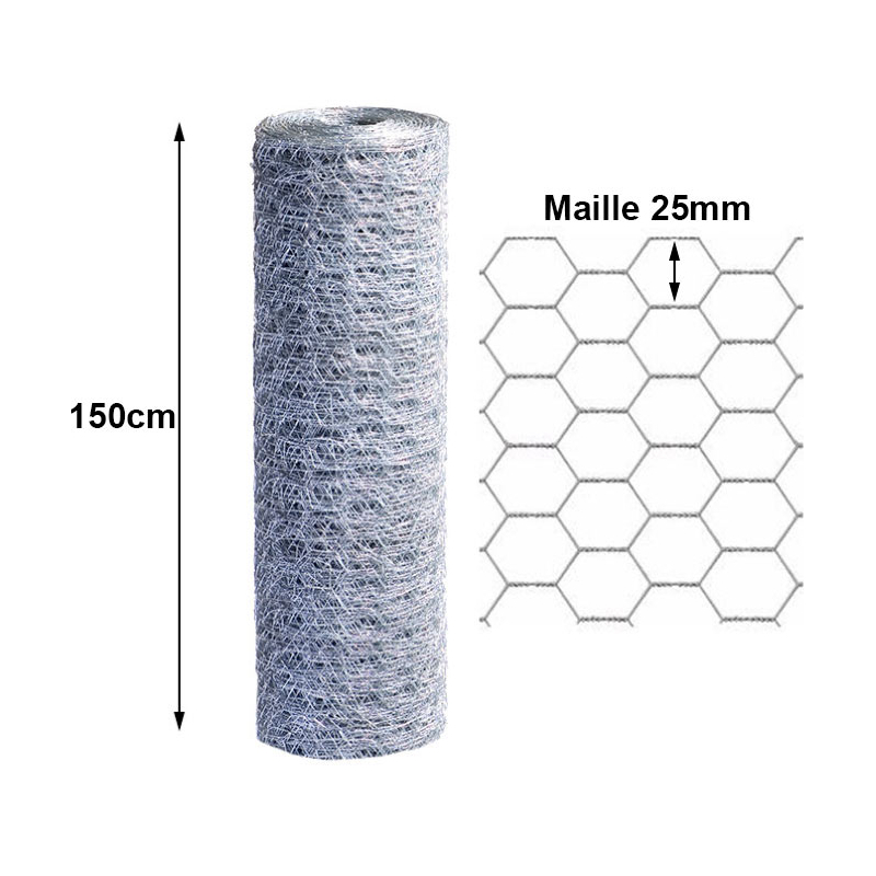 Volière H 1,50m maille 25mm à la coupe ou en rouleau