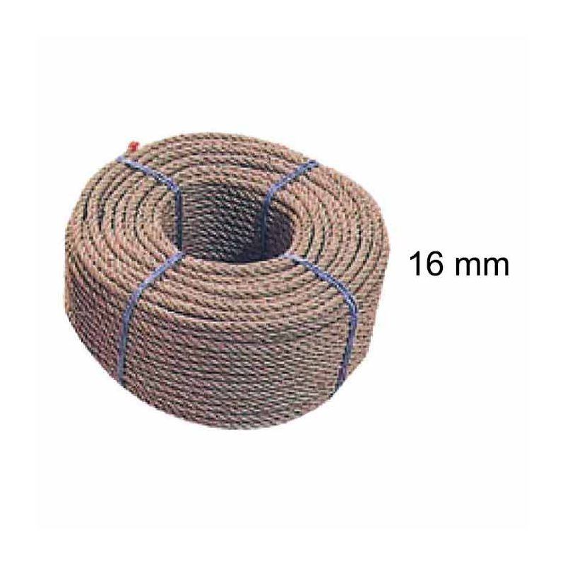 Corde naturelle chanvre 16mm 3 bruns 220m 42kg