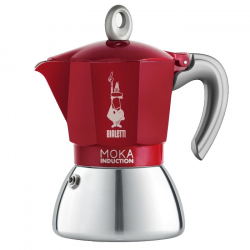 Cafetière moka à induction rouge 6 tasses