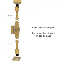 Verrou Keso 3 points à 2 entrées 45 mm gauche