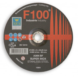 MEULE F100 SUPER INOX 125X1,6X22 PLAT (en Boîte de 25)