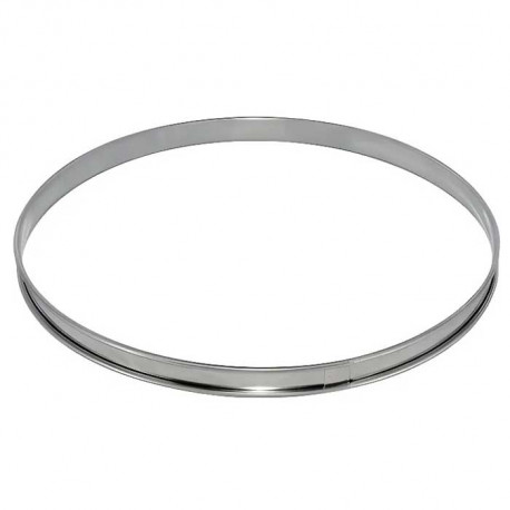 CERCLE A TARTE INOX HT 2CM BORD ROULE Ø 24 CM