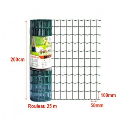 Jarditor vert maille 100 x 50 x 2,1 mm hauteur 200 cm rouleau 25 m