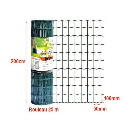 Jarditor vert maille 100 mm x 50 mm hauteur 100 cm rouleau 25 m