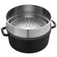 Cocotte ronde de 26 cm noir mat avec panier vapeur