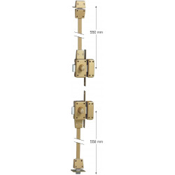 Paire de verrous Zénith 5g à 2 entrées 45 mm droite