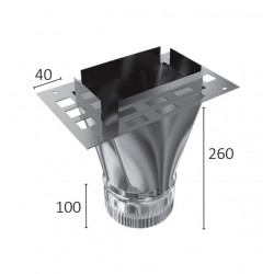 Raccord de boisseau en inox de 20x40 de 180 mm