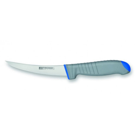 Couteau desosseur courbe lame 13 cm manche bleu