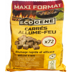 ALLUME FEU BOIS PRESSE - SACHET 72 CARRES