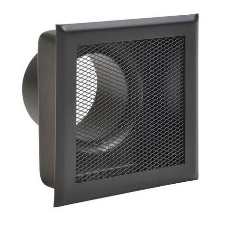 GRILLE 16 x 16 cm Sortie D 125 ACIER NOIR