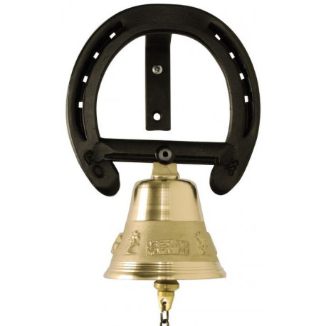 CLOCHE LAITON 80mm SUPPORT FER A CHEVAL 