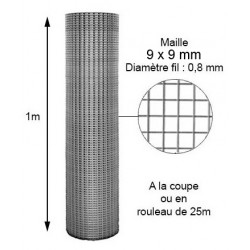 Volière maille 8X8mm fil 0,8mm 1m à la coupe ou en rouleau 25m