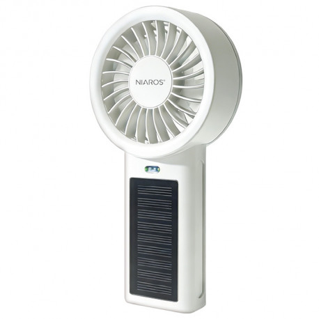 Mini ventilateur a main solaire - blanc
