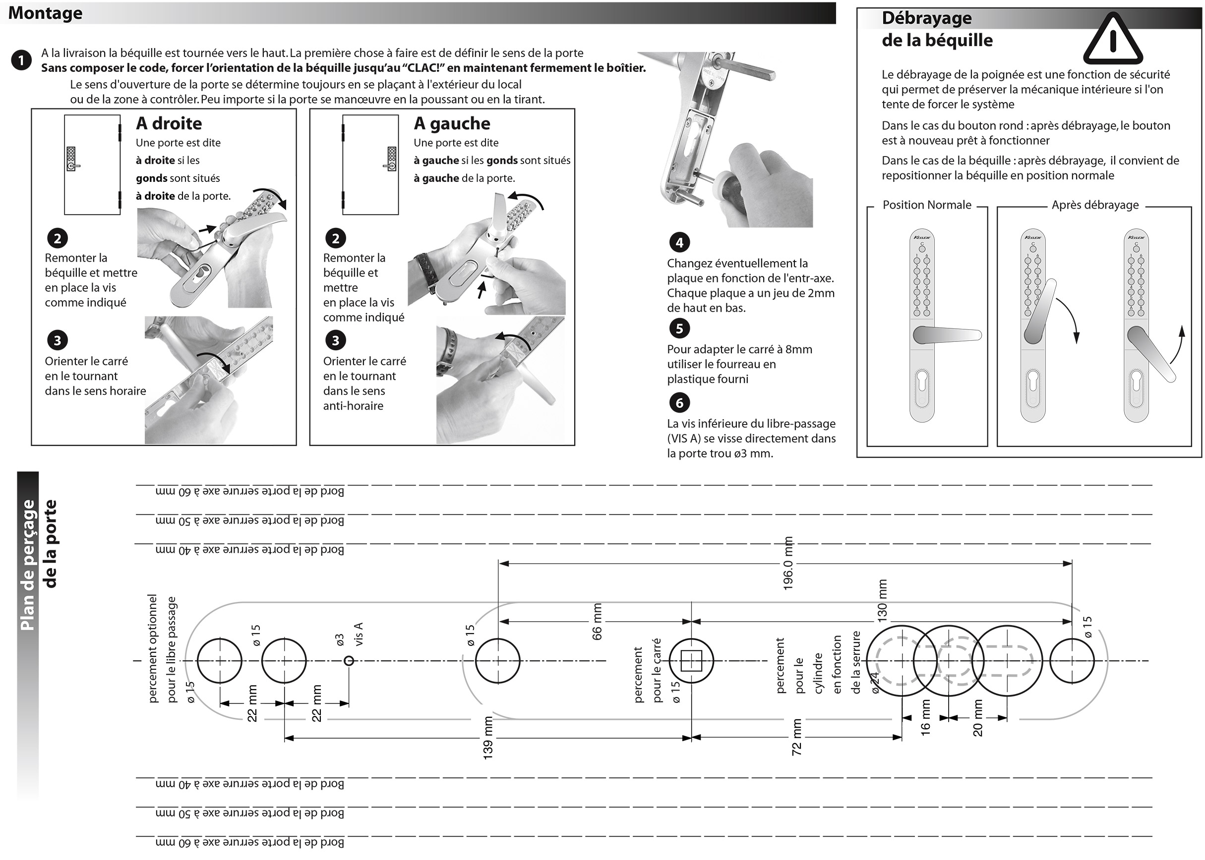 Serrures en applique à code mécanique Keylex Profil standard