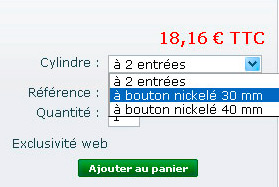 option cylindre à bouton