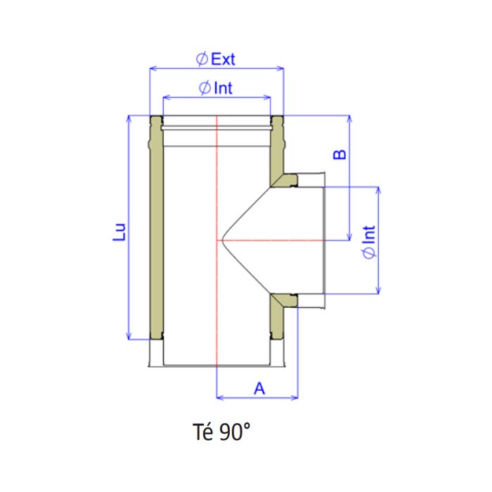 Schéma du tuyau en forme de T 90°