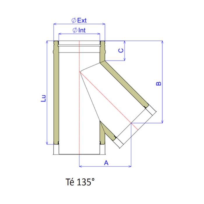 Schéma du te en forme de Y de 135°